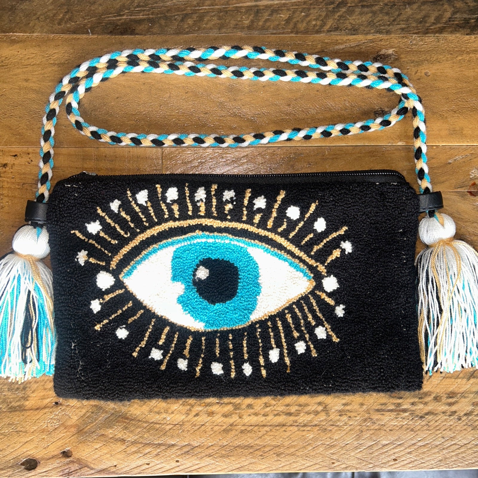 Tapestry and Bead Clutch Bag